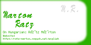 marton ratz business card